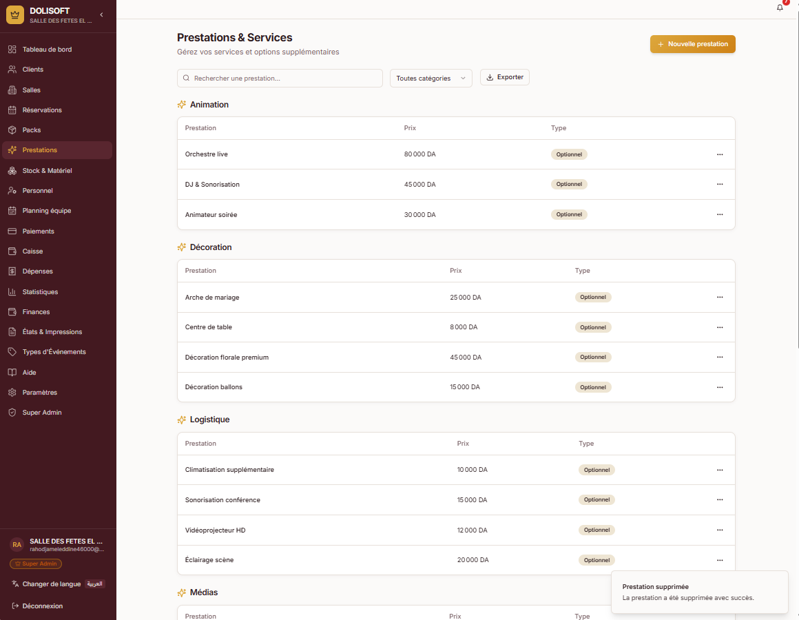DOLISOFT — Le logiciel de Gestion des salles des fêtes