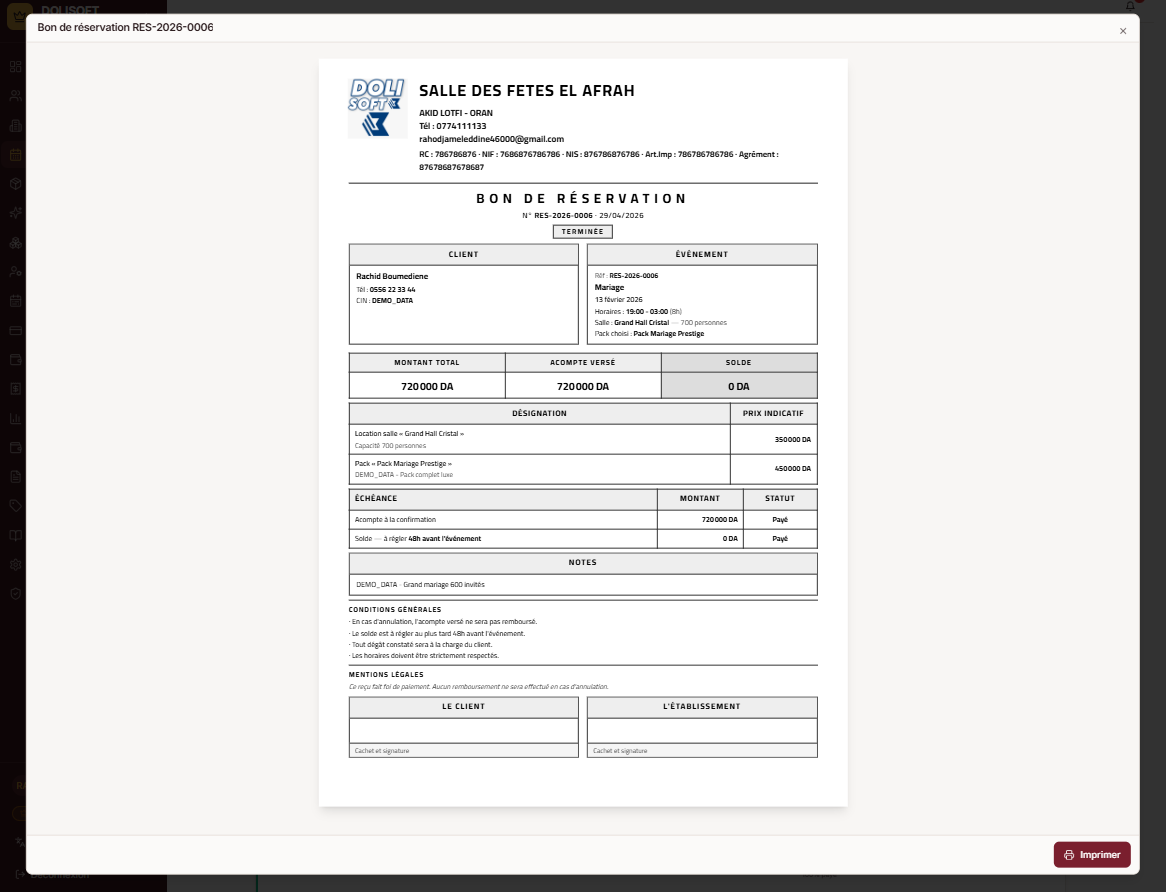 DOLISOFT — Le logiciel de Gestion des salles des fêtes